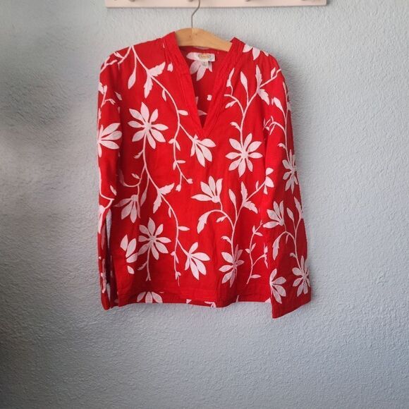 Talbots tunic full embroidery coastal summer resort tunic blouse - Picture 3 of 14